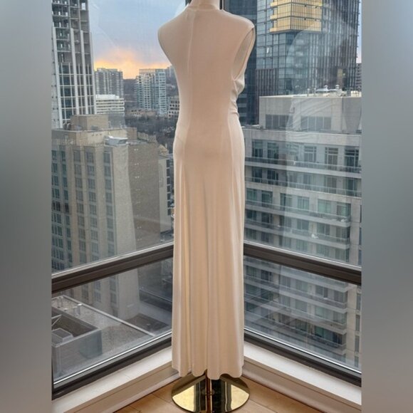 🆕 SIMKHAI 🧿 NWOT Acacia Draped Ruched Jersey Midi Dress, Ivory - Sz S - Picture 6 of 15